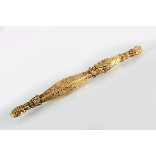 68 - CHINESE TIBETO GILT BRONZE SCEPTRE