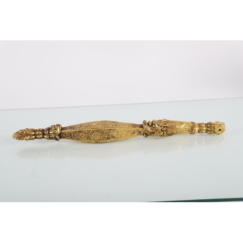 68 - CHINESE TIBETO GILT BRONZE SCEPTRE