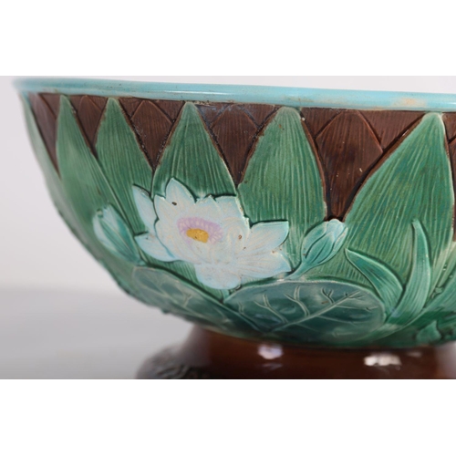 728 - LARGE JOSEPH HOLCROFT MAJOLICA PUNCH BOWL