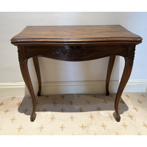 741 - 19TH-CENTURY WALNUT FOLD-OVER GAMES TABLE