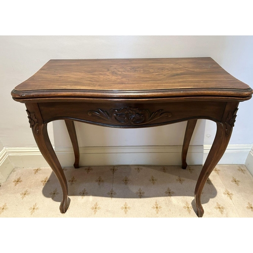 741 - 19TH-CENTURY WALNUT FOLD-OVER GAMES TABLE