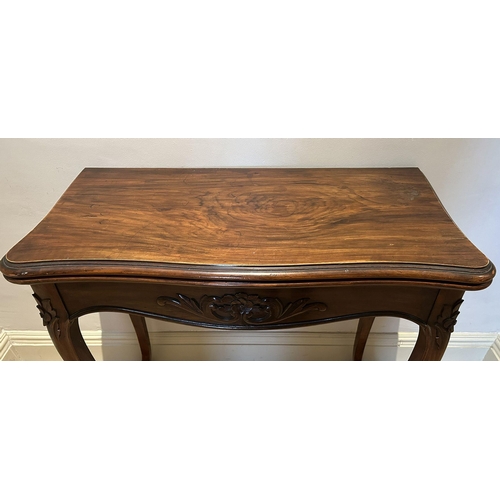 741 - 19TH-CENTURY WALNUT FOLD-OVER GAMES TABLE