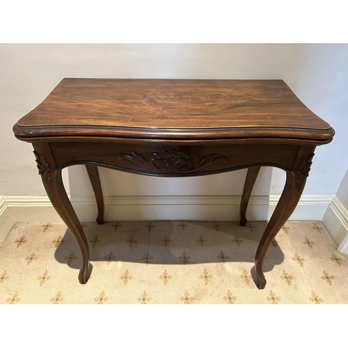 741 - 19TH-CENTURY WALNUT FOLD-OVER GAMES TABLE