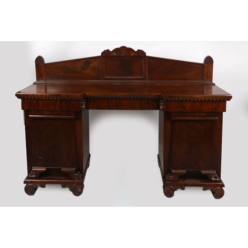 744 - WILLIAM IV MAHOGANY PEDESTAL SIDEBOARD