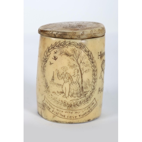 749 - 18TH-CENTURY CARVED BONE SCRIMSHAW