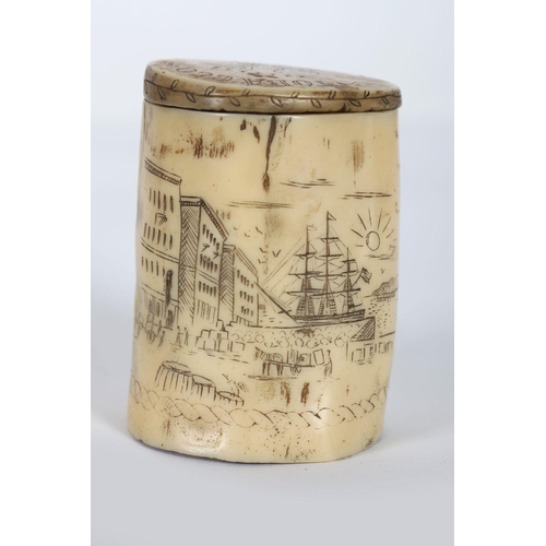 749 - 18TH-CENTURY CARVED BONE SCRIMSHAW