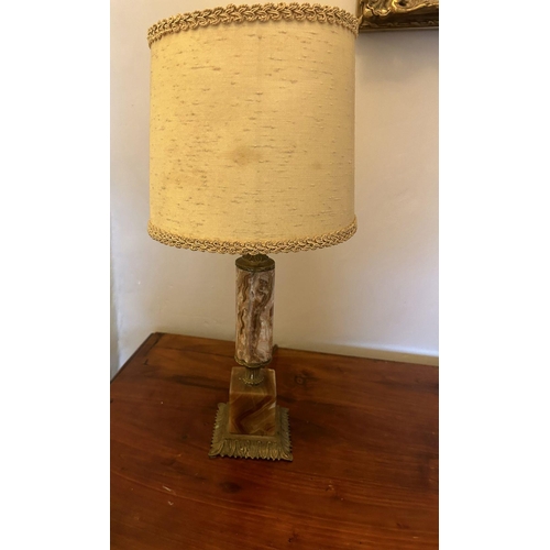 755 - ALABASTER METAL MOUNTED TABLE LAMP