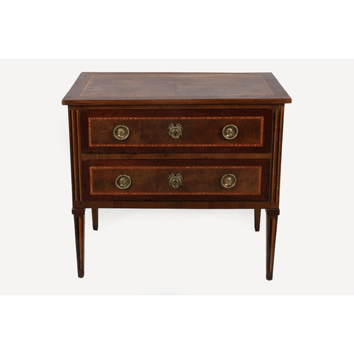 756 - 18TH-CENTURY MAHOGANY & FRUITWOOD BANDED COMMODE