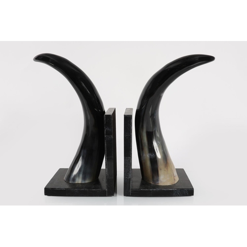 761 - PAIR HORN-MOUNTED BOOKENDS