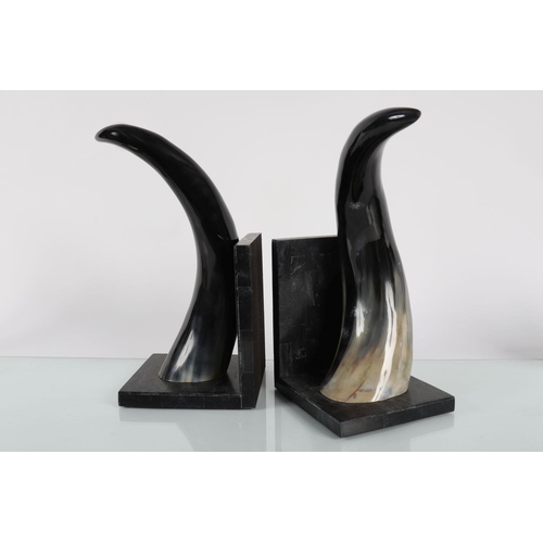 761 - PAIR HORN-MOUNTED BOOKENDS