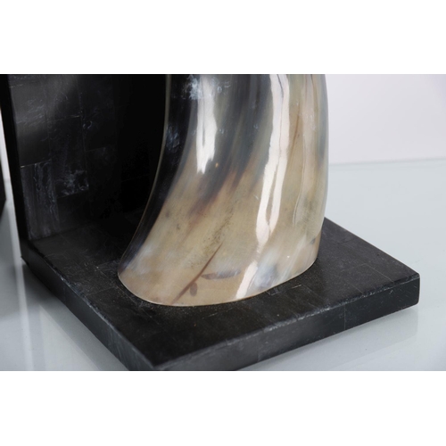 761 - PAIR HORN-MOUNTED BOOKENDS