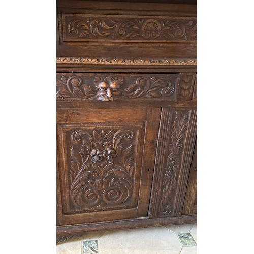 765 - 19TH-CENTURY CARVED OAK SIDEBOARD