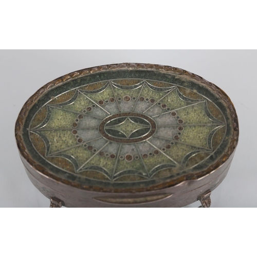 773 - 19TH-CENTURY SILVER & PIETRA DURA JEWELLERY BOX