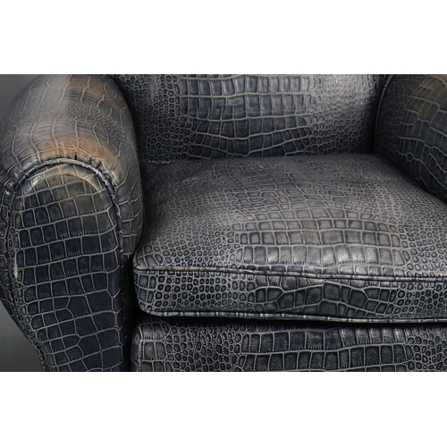 786 - PAIR HIDE UPHOLSTERED ARMCHAIRS