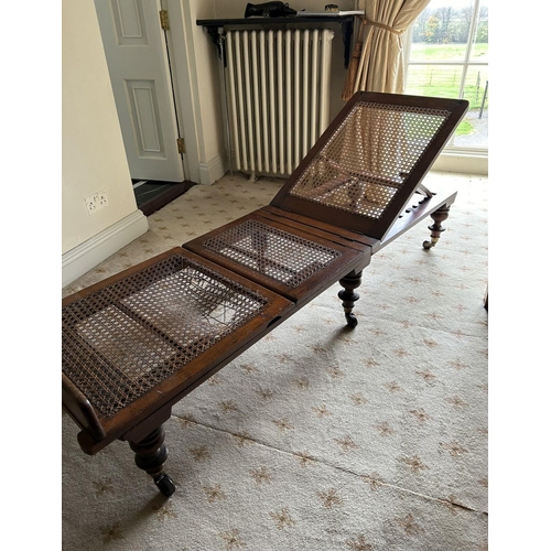 79 - 19TH-CENTURY MAHOGANY CAMPAIGN CHAISE LONGUE