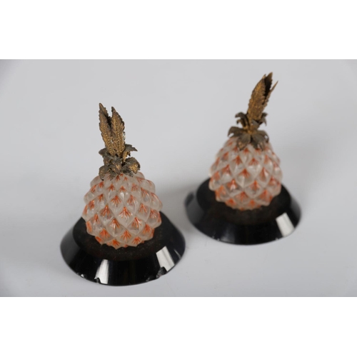 800 - PAIR OF PINEAPPLE GLASS SCULPTURES