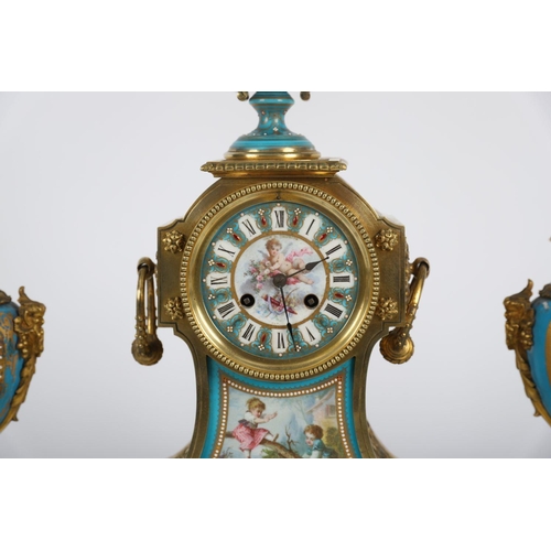 827 - 3-PIECE SÈVRES CLOCK GARNITURE