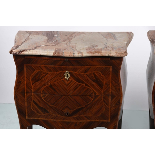 840 - PAIR KINGWOOD & PARQUETRY COMMODES