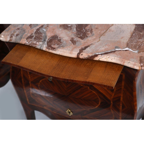 840 - PAIR KINGWOOD & PARQUETRY COMMODES