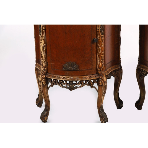 846 - PAIR KINGWOOD & PARCEL-GILT PEDESTALS