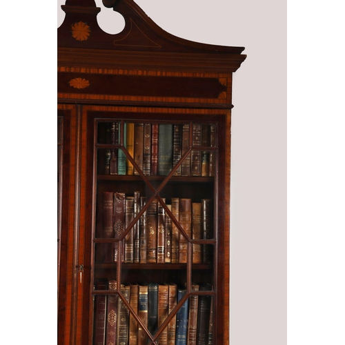 858 - EDWARDIAN MAHOGANY & INLAID BUREAU BOOKCASE