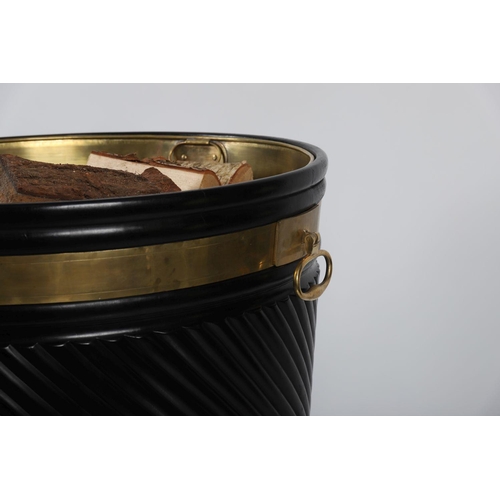 87 - LARGE IRISH BRASS BOUND ESTATE PEAT BUCKET