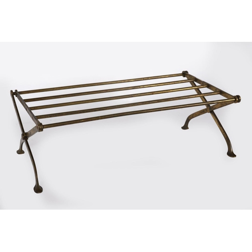 909 - 19TH-CENTURY BRASS CAMPAIGN FOLDING LUGGAGE STAND