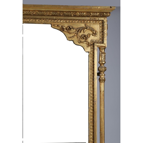 917 - LARGE 19TH-CENTURY GILT FRAMED OVERMANTEL MIRROR