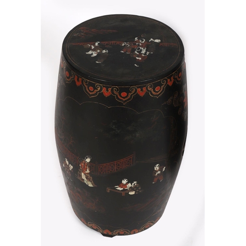 111 - PAIR OF CHINESE LACQUERED BARREL SEATS