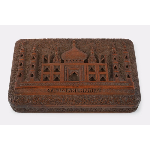 114 - TAJ MAHAL CARVED HARDWOOD JEWELLERY BOX