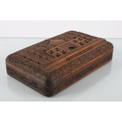 114 - TAJ MAHAL CARVED HARDWOOD JEWELLERY BOX