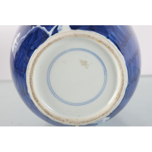 141 - CHINESE QING BLUE AND WHITE JINGER JAR