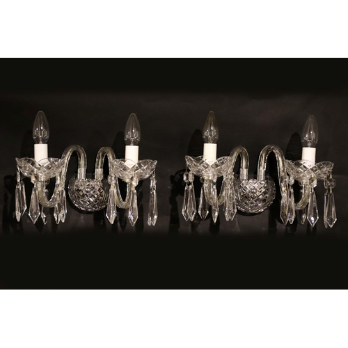 144 - PAIR WATERFORD CRYSTAL WALL LIGHTS