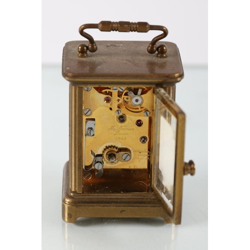 174 - EDWARDIAN BRASS MINIATURE CARRIAGE CLOCK