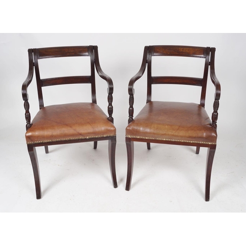 181 - PAIR OF REGENCY MAHOGANY LIBRARY CHAIRS