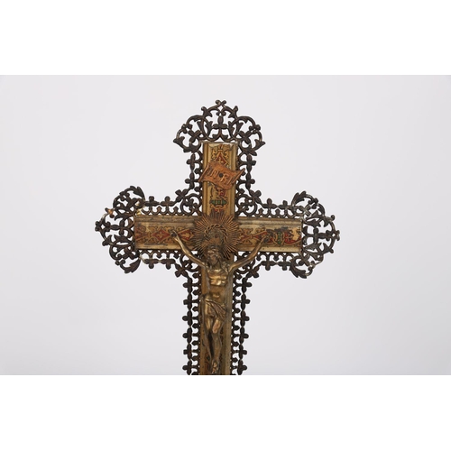 195 - 19TH-CENTURY GILDED POLYCHROME CRUCIFIX