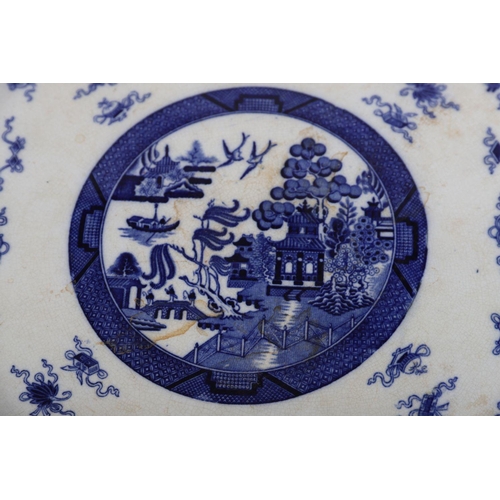 201 - LARGE 19TH-CENTURY MINTON BLUE & WHITE TRAY