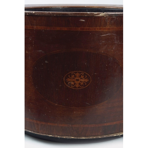 205 - LARGE EDWARDIAN MAHOGANY AND INLAID LOG BARREL