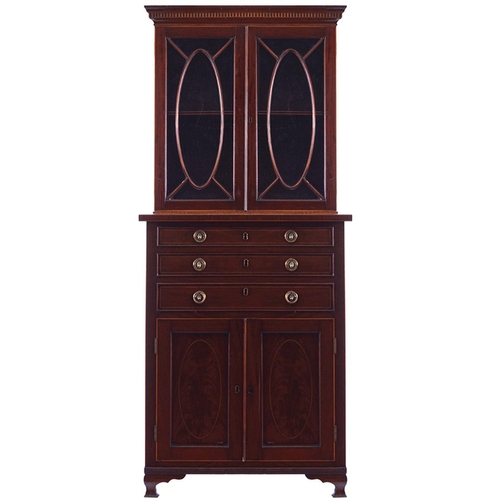 211 - 19TH-CENTURY MAHOGANY & BOXWOOD INLAID BOOKCASE