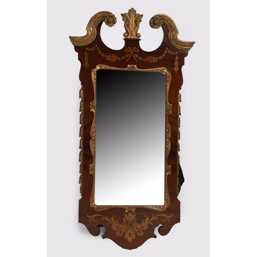 220 - 19TH-CENTURY MARQUETRY FRAMED PIER MIRROR