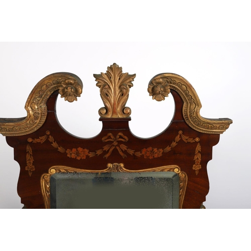 220 - 19TH-CENTURY MARQUETRY FRAMED PIER MIRROR