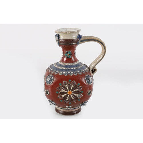 244 - EDWARDIAN POLYCHROME POTTERY JUG