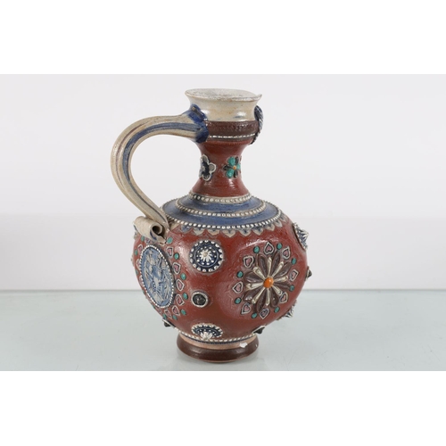 244 - EDWARDIAN POLYCHROME POTTERY JUG