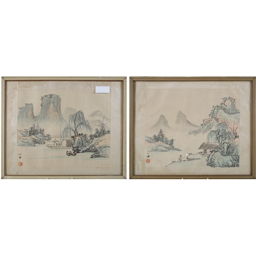 254 - PAIR OF PAINTINGS ON SILK