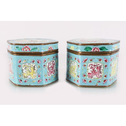 321 - PAIR OF 19TH-CENTURY CHINESE ENAMELLED CADDIES