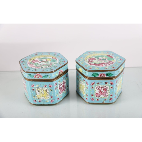 321 - PAIR OF 19TH-CENTURY CHINESE ENAMELLED CADDIES