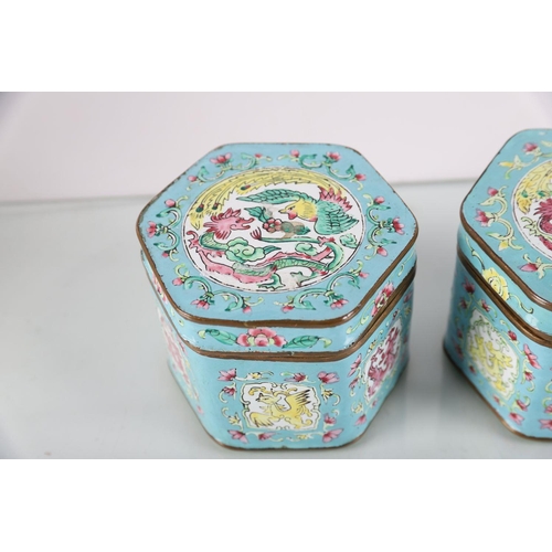 321 - PAIR OF 19TH-CENTURY CHINESE ENAMELLED CADDIES