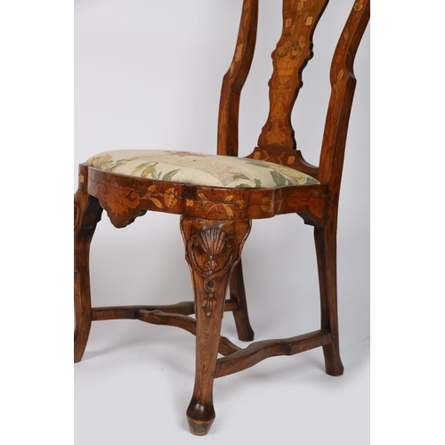 328 - PAIR OF DUTCH MARQUETRY ARMORIAL CHAIRS