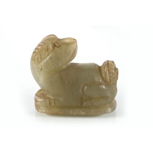 346 - CHINESE QING GREEN JADE FOO DOG