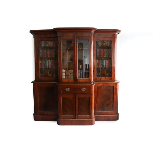 353 - 19TH-CENTURY MAHOGANY BREAKFRONT SECRETAIRE BOOKCASE